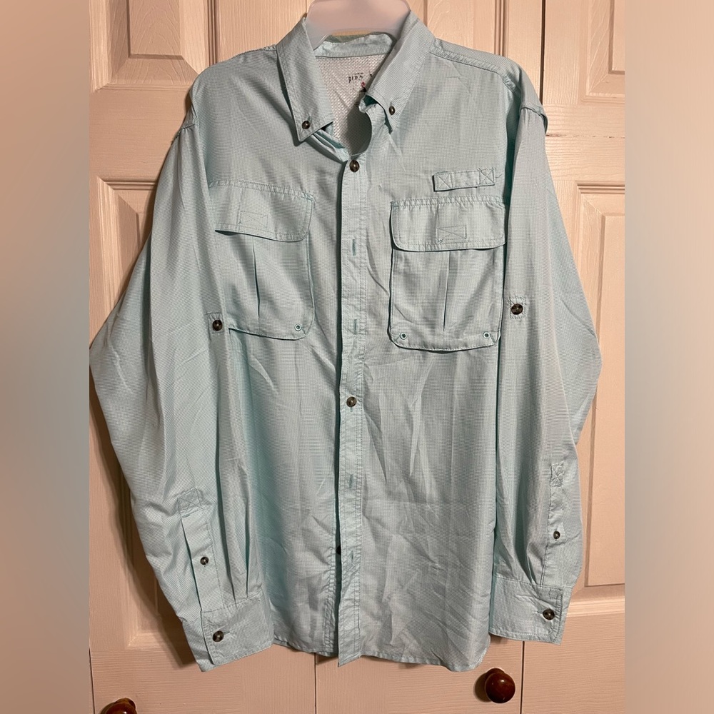 Redhead Men’s Large Bass Pro Shops Blue Button Down Outdoors Fishing Shirt